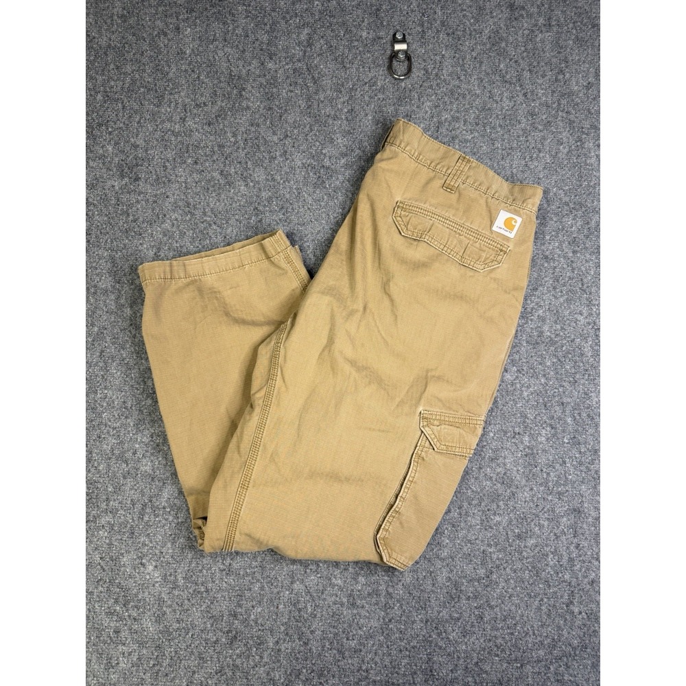 Men's Carhartt Rip-Stop Cargo Pants Size 42x30 Brown Work Utility Pockets